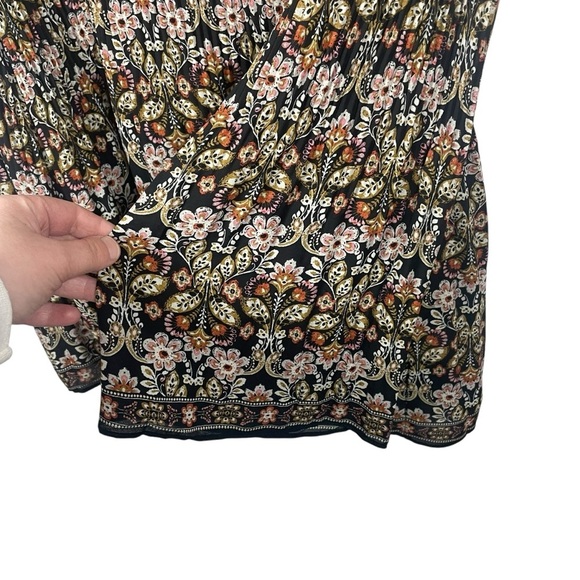 NWT Max Studio Pleated Plisse Floral Bell Sleeve Blouse Brown/Pink Size 1X - Picture 4 of 12